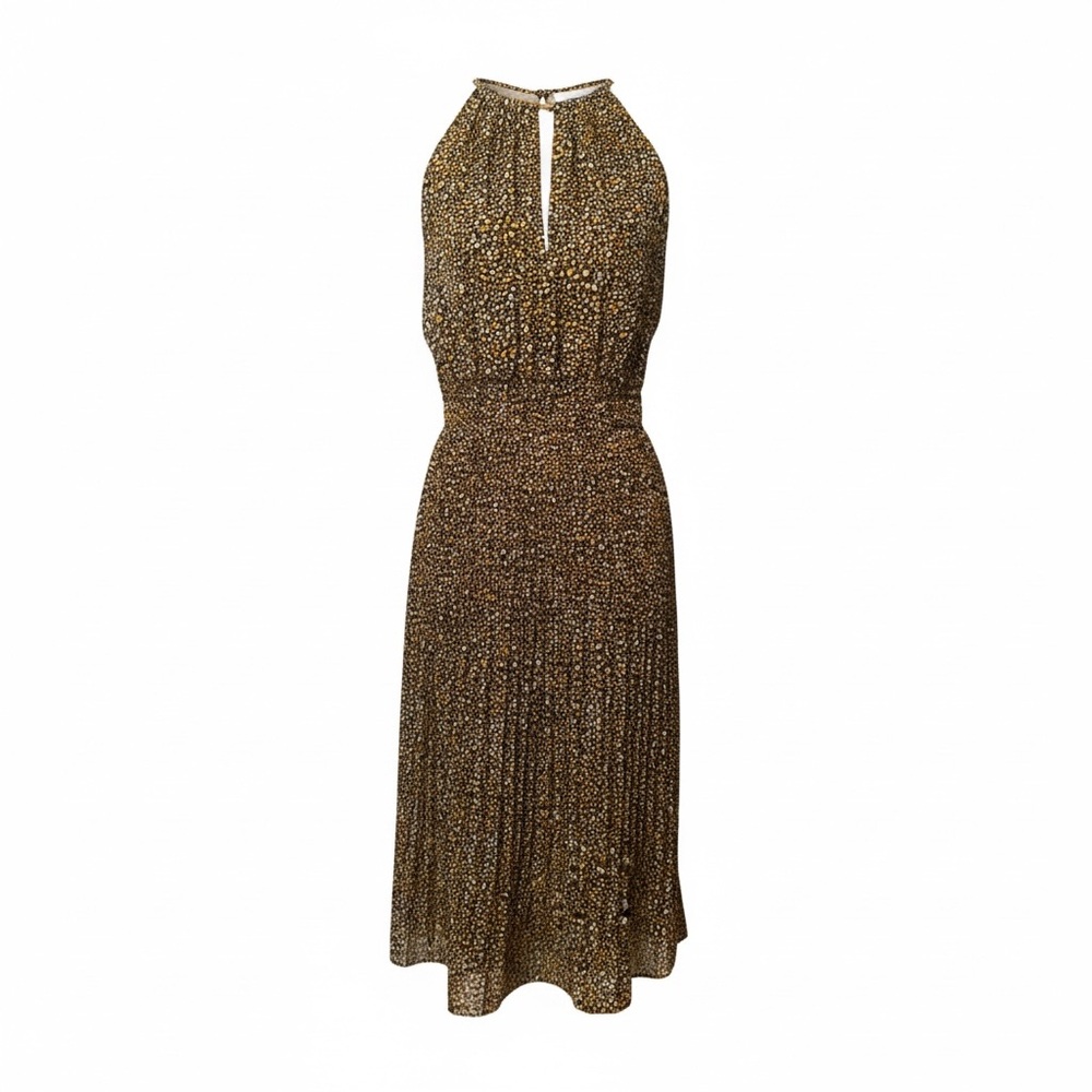 MICHAEL Michael Kors Floral Halter Gold Necklace Midi Dress